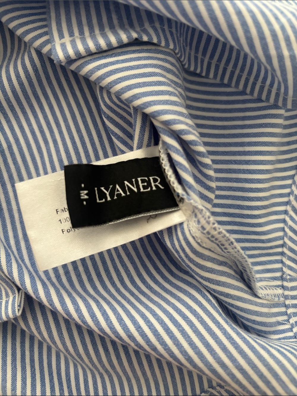Women’s Light Blue Pinstripe Bow-Tie Button Down Shirt - Picture 5 of 6